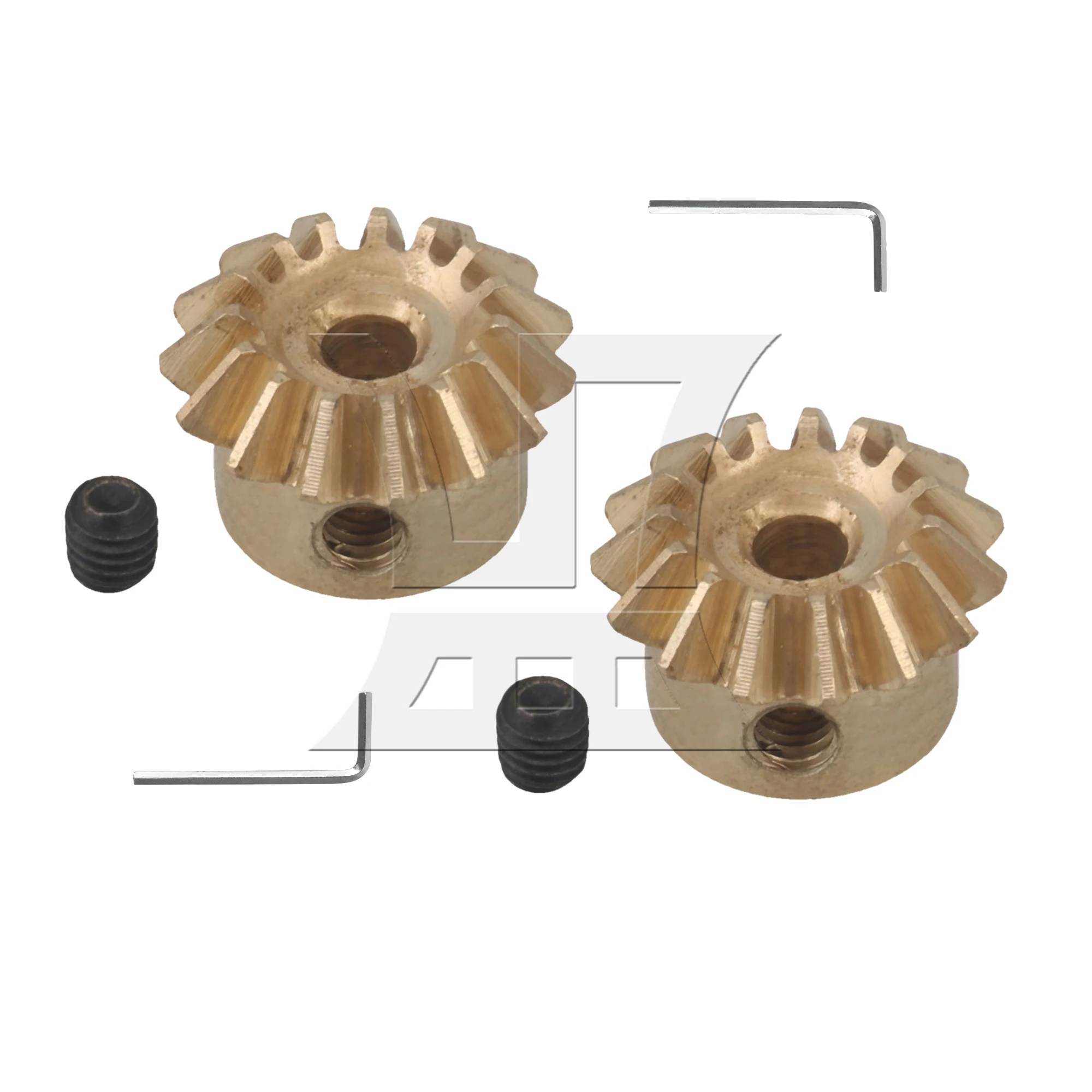 구리 베벨 기어 0.8 모듈 15T 기계식 변속기용 3mm ID 팩 2개입