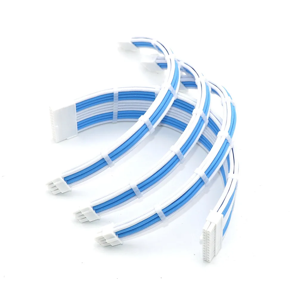 Angitu Bend Psu Extension Cabo Kit 1x24pin1x Cpu at 8pin4 Mais 4p 2x Gpu 86 Mais 2pin Pcie 180 Graus Curva Interna 20cm 30cm - Imagem 5