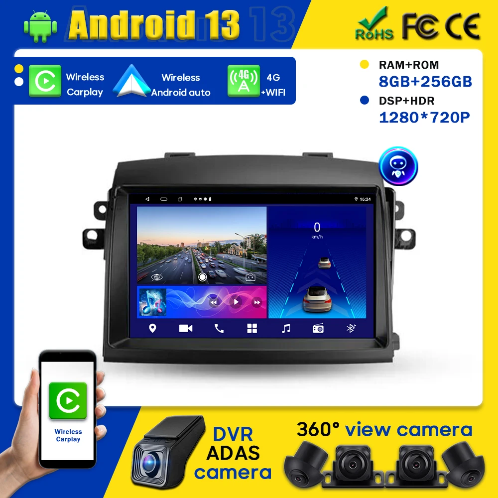 

Car Android For Toyota Sienna 2 II XL20 2003-2010 Radio Carplay Player No 2din Head Unit Navigation Multimedia DVD QLED Auto BT