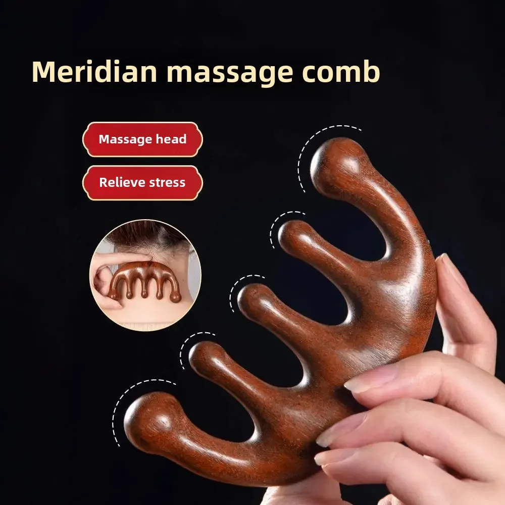 머리 경혈 마사지 및 두피 관리를 위한 천연 나무 헤어 브러시 여성용 가정용 탈모 방지 피로 완화 헤어 빗