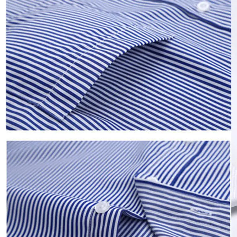 Summer Shirt Men's Long-Sleeved Shirt Spring/Summer Formal Business French Button Solid Color Striped Plus-Size Casual 6XL