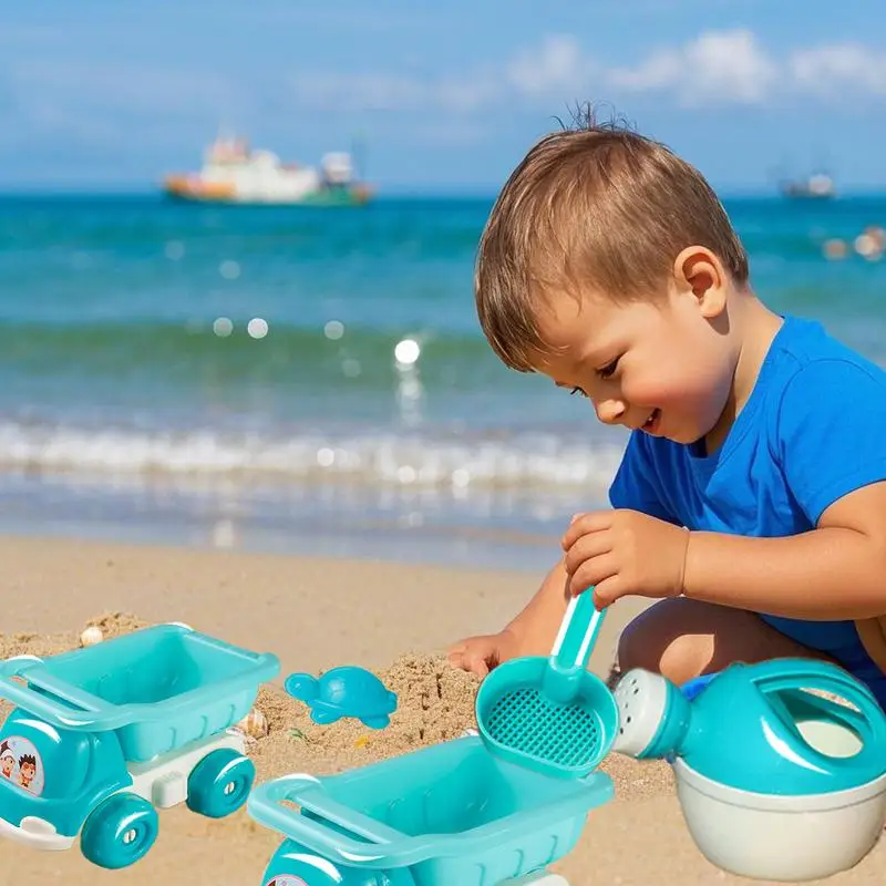 Toddler Beach Toys 29 Pieces Sand Castle Building Kit Storage Bag Portable Bucket Rake Watering Can Sifters Shovels for Travel