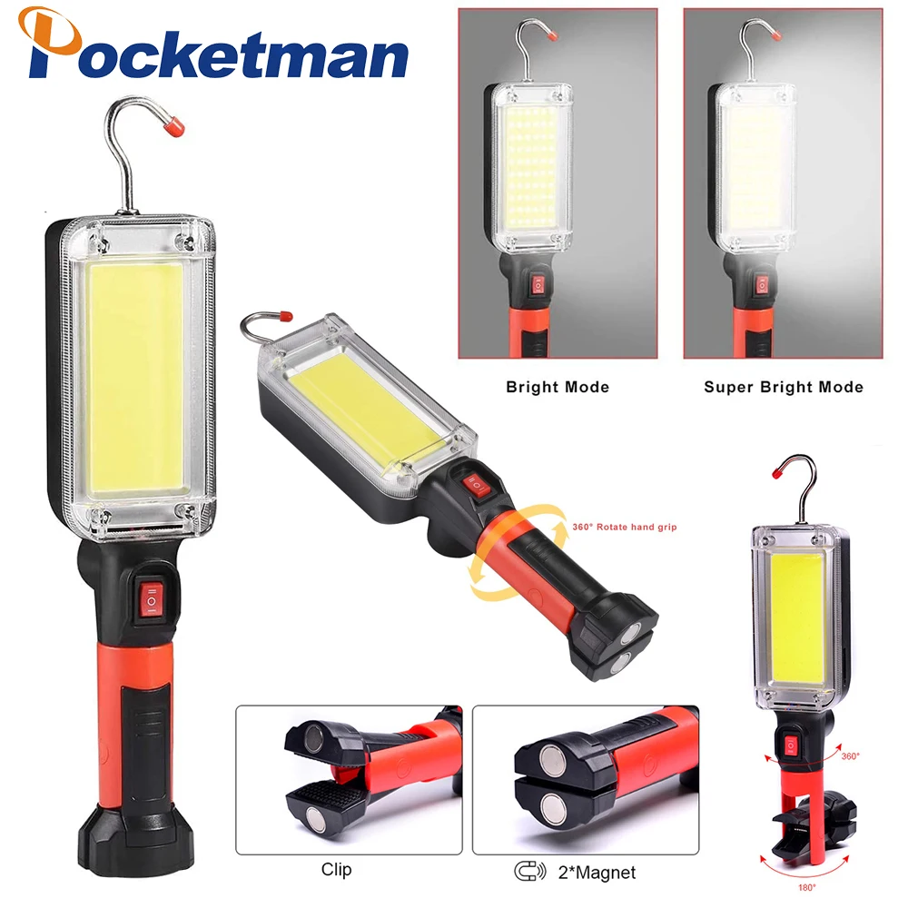 

LED Work Light Powerful Portable with USB Cable Magnetic Base Hanging Hook Flashlight 360° Rotatable Work Lamp USB Torch