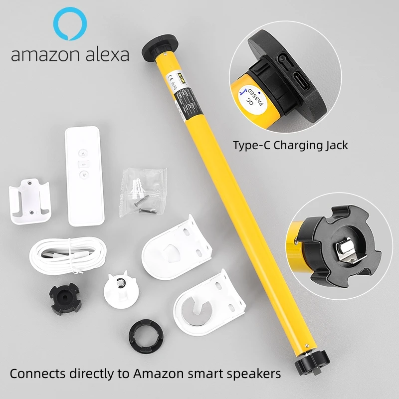 A-ok Am25 Solar Powered dc Rolling Curtain Conexão Direta Inteligente Motor Tubular Recarregável 900 Mah Battery Alexa