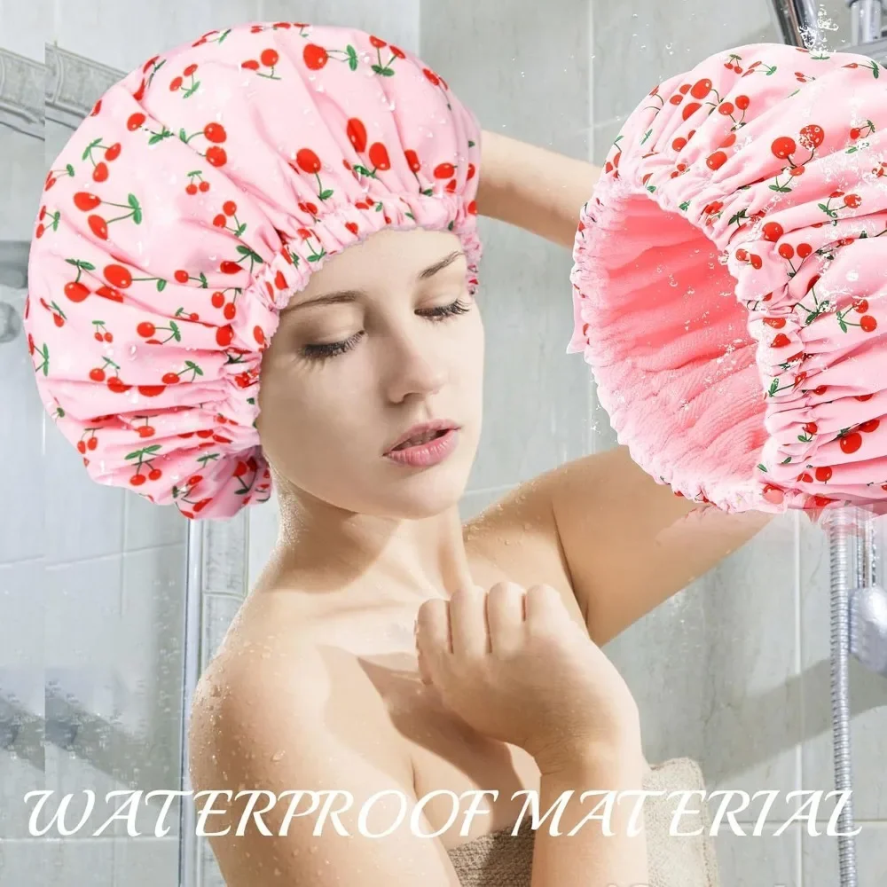 3 in 1 Women Waterproof Shower Cap Adjustable Polyester Absorbent Ultra Fine Fiber Dry Hair Bath Cap Hair Bonnet for Sleeping