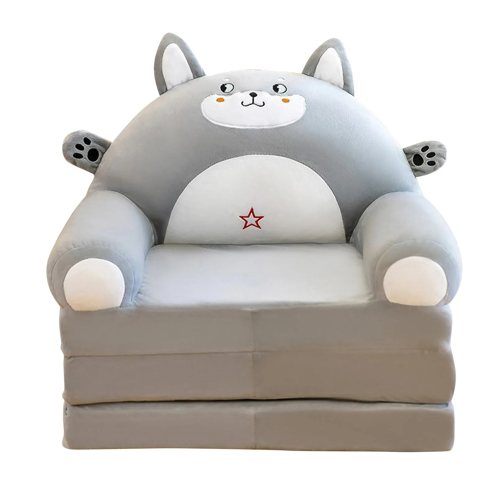 Cushion Plush Sofa case Backrest Armchair 2 In 1 Foldable Sofa Cute Cartoon Lazy Flip Open case Without Pp Cotton