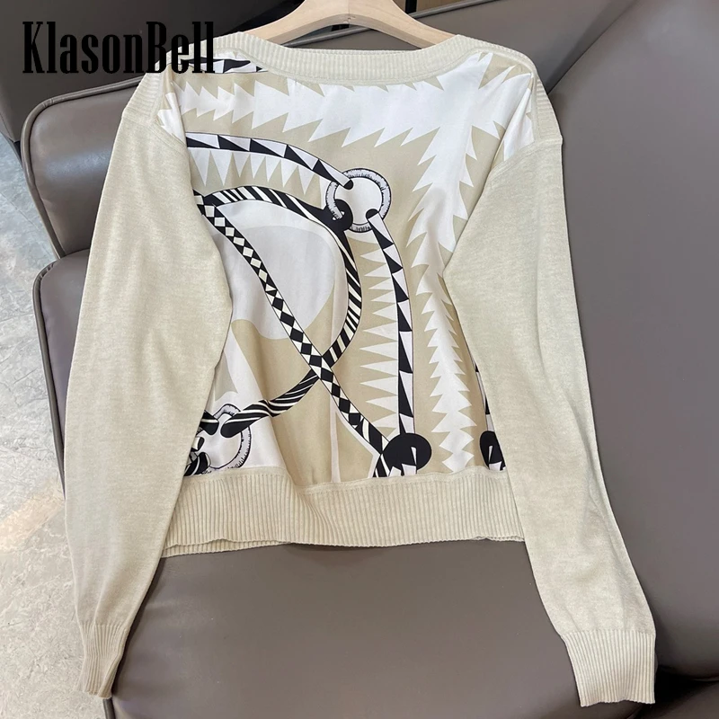 

9,26 KlasonBell Шелковый сращенный шерстяной вязаный пуловер с длинным рукавом женский топ