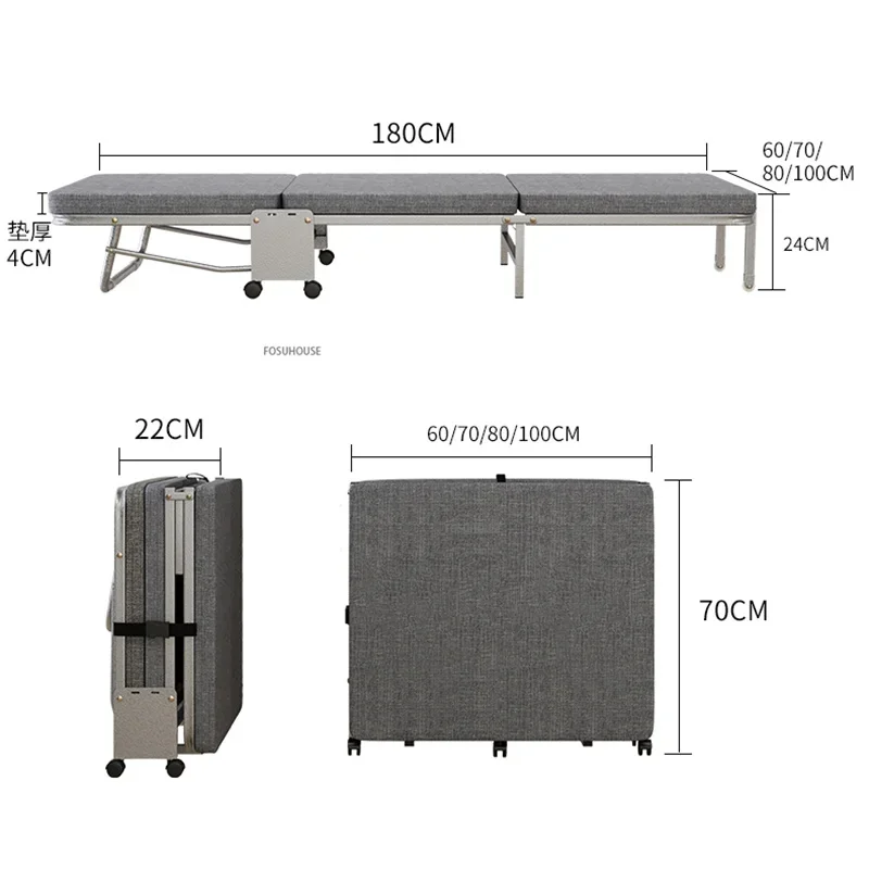 Description Picture 2 of itemMobile Folding Beds Office Adults Single Lunch Break Bed Home Simple Foldable Bedroom Bed Accompanying Hardboard Portable Bed Z
