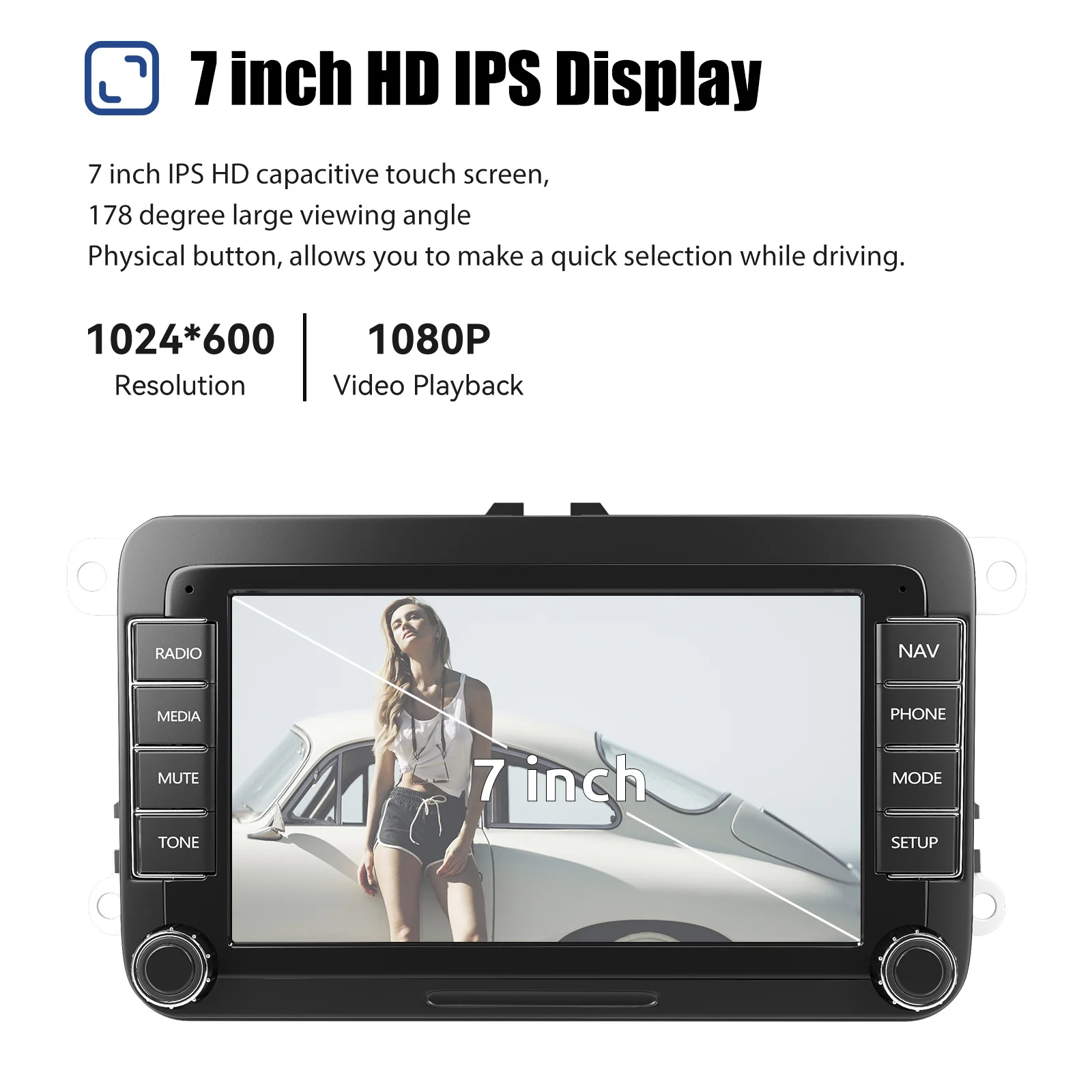 ESSGOO 7in Android 14 Auto CarPlay Car Stereo Radio GPS Navi WIFI RDS FM ASP BT for VW Golf 5 6 Passat B6 B7 Polo Touran Tiguan