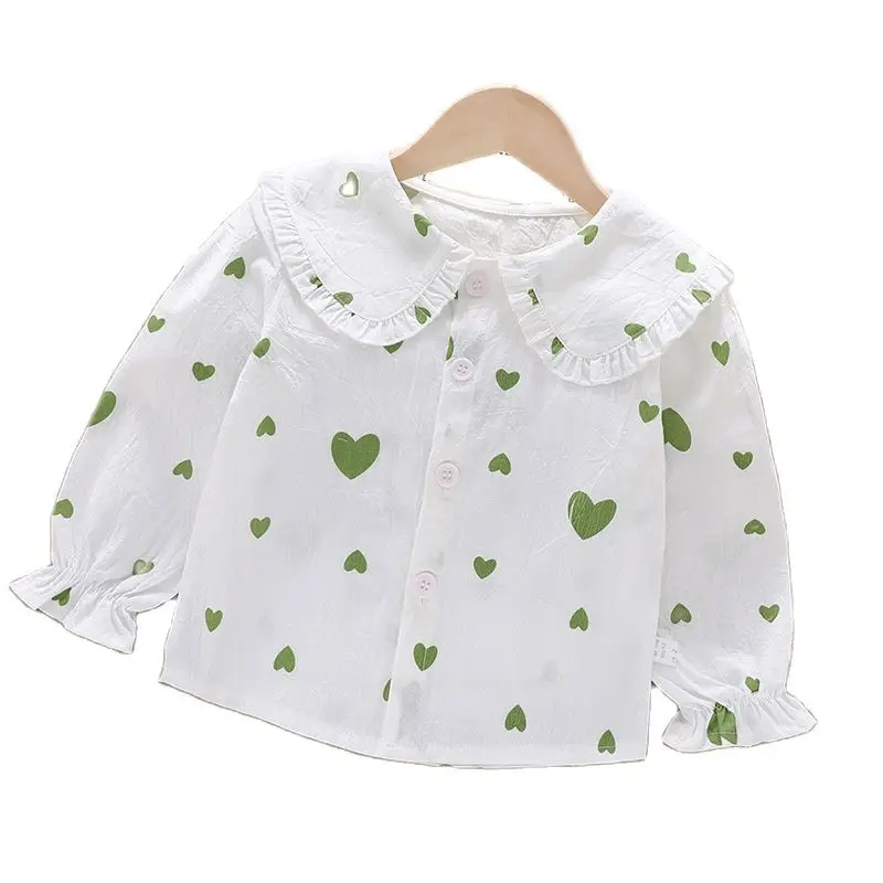 Girls Cotton Spring Autumn Doll collar white blouse Kids Long Sleeve Blouse kids shirts