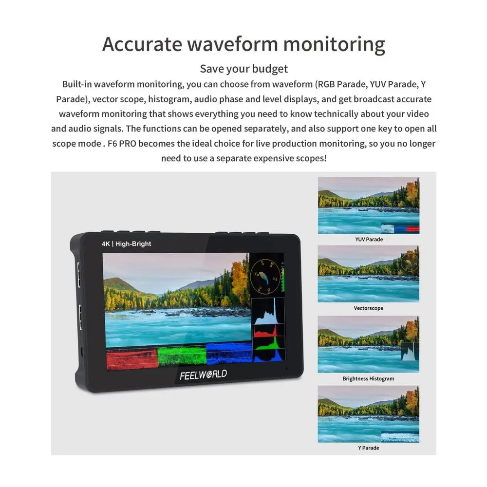 F6 Pro 5.5 Inch DSLR Camera Filed Monitor Touch Screen 1600nits Ultra Bright IPS
