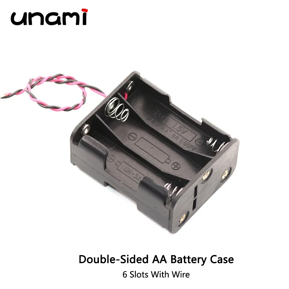 AA Battery Storage Case 2x 4x 6x 8x 10x Double Layer Back To Back Case Box with Cable AA Power Case DIY