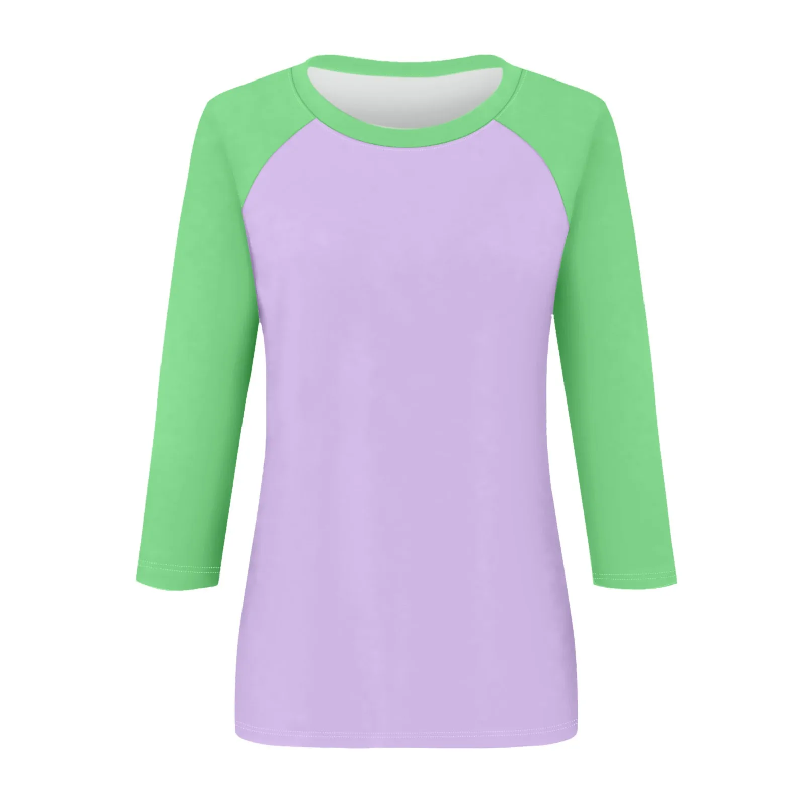 Frisches, modisches, lässiges, farbblockierendes Raglanärmel-O-Ausschnitt-3/4-buntes, vielseitiges Basic-Shirt für Mädchen, Sommer-dünnes, vielseitiges Oberteil – Detail 28