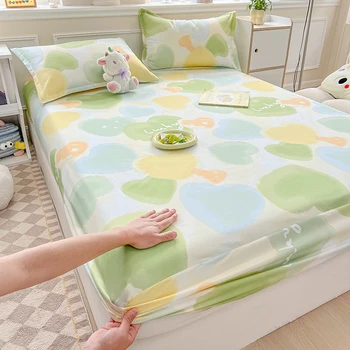 One printed single-piece bed hat (without pillowcase) mattress cover full cover dust-proof anti-slip bed cover for all seasons 2