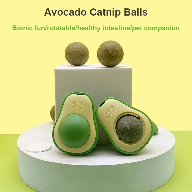 Avocado Catnip Wall Ball Cat Magic Mint Ball Edible Licking Balls Snack Healthy Rotable Treats Toys Self Hi Catnip Play Pet Toy healthy nutrition cat snacks peppermint candy licking nutrition gel energy ball healthy snack ball toy cat kitten pet products