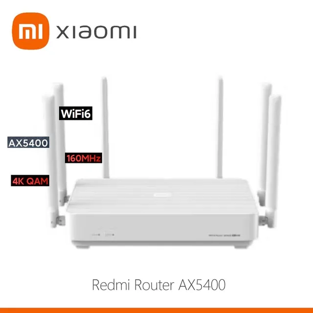 Маршрутизатор Xiaomi Redmi AX5400 Wi-Fi 6, беспроводной, Mesh-система, 160 МГц, 4K, QAM IPQ5018, ЦП 512 МБ RAM, 2,4 ГГц и 5,0 ГГц, ретранслятор, цвет белый 1