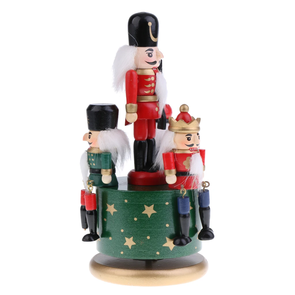 20/32cm Wooden Nutcracker Drummer King Soldier Kid Music Box Toy christmas