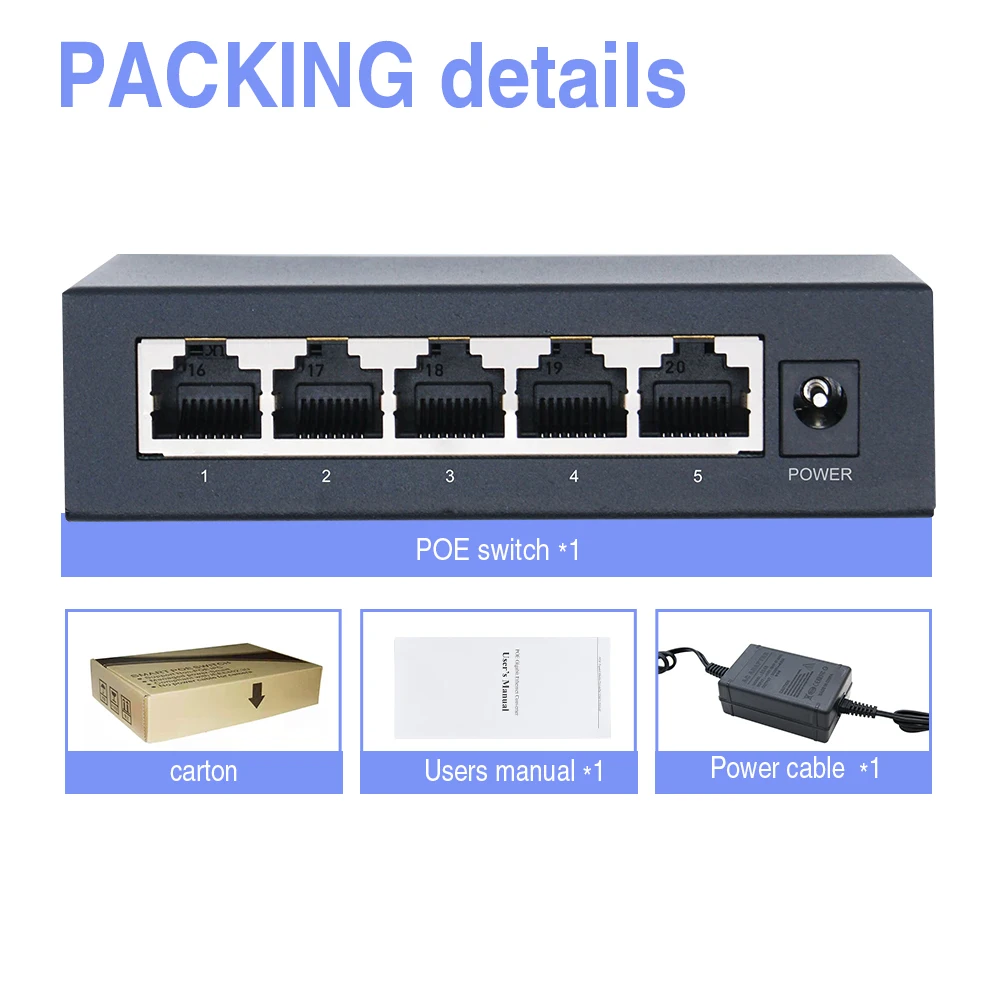 Optfox-active Ethernet Hub Switch para Câmeras Cctv Portas 48v 15w 30w 802.3af 802.3at 1000m Gigabit Poe Switch - Imagem 5