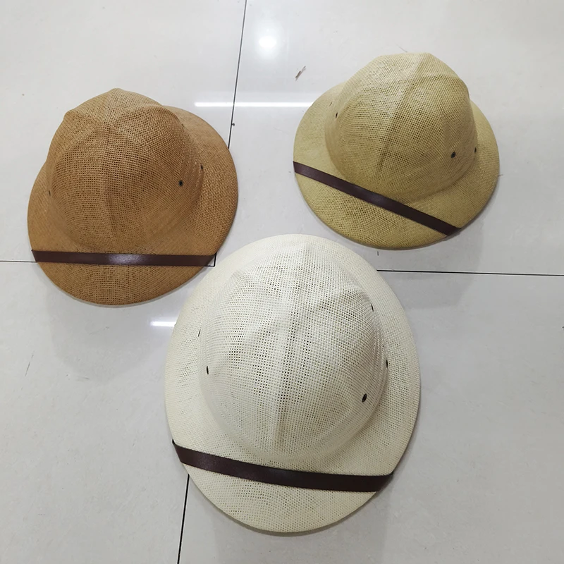 Sef0756bfce884d2ea2f63223001f2334v New Straw Helmet Pith Fedora Hats for Babies, Kids, Women, Men Vietnam War Army Sun Hat Dad Boater Bucket Hats Safari Jungle Miners Cap Mallzona