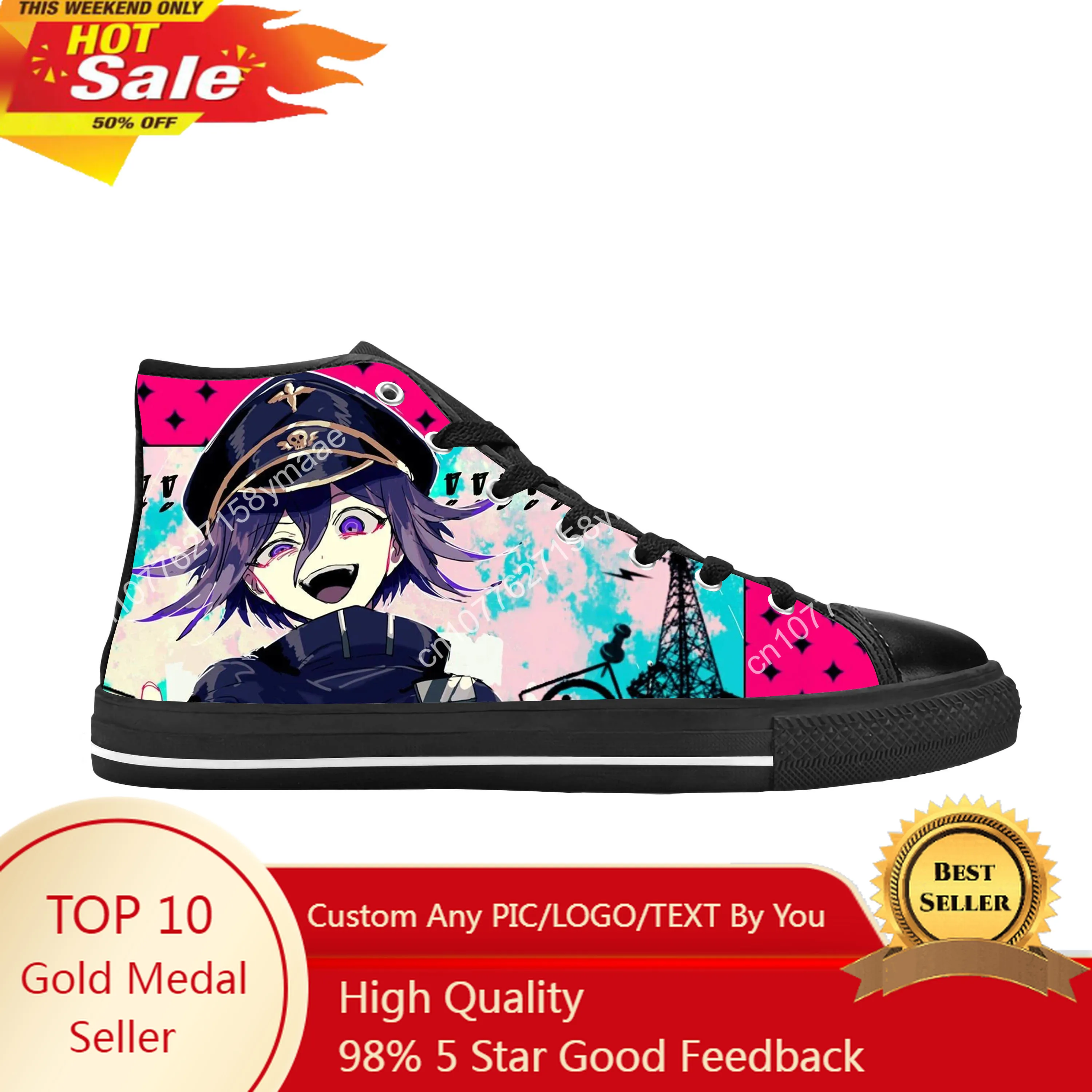 

Anime Cartoon Game Danganronpa Kokichi Oma Ouma Casual Cloth Shoes High Top Comfortable Breathable 3D Print Men Women Sneakers