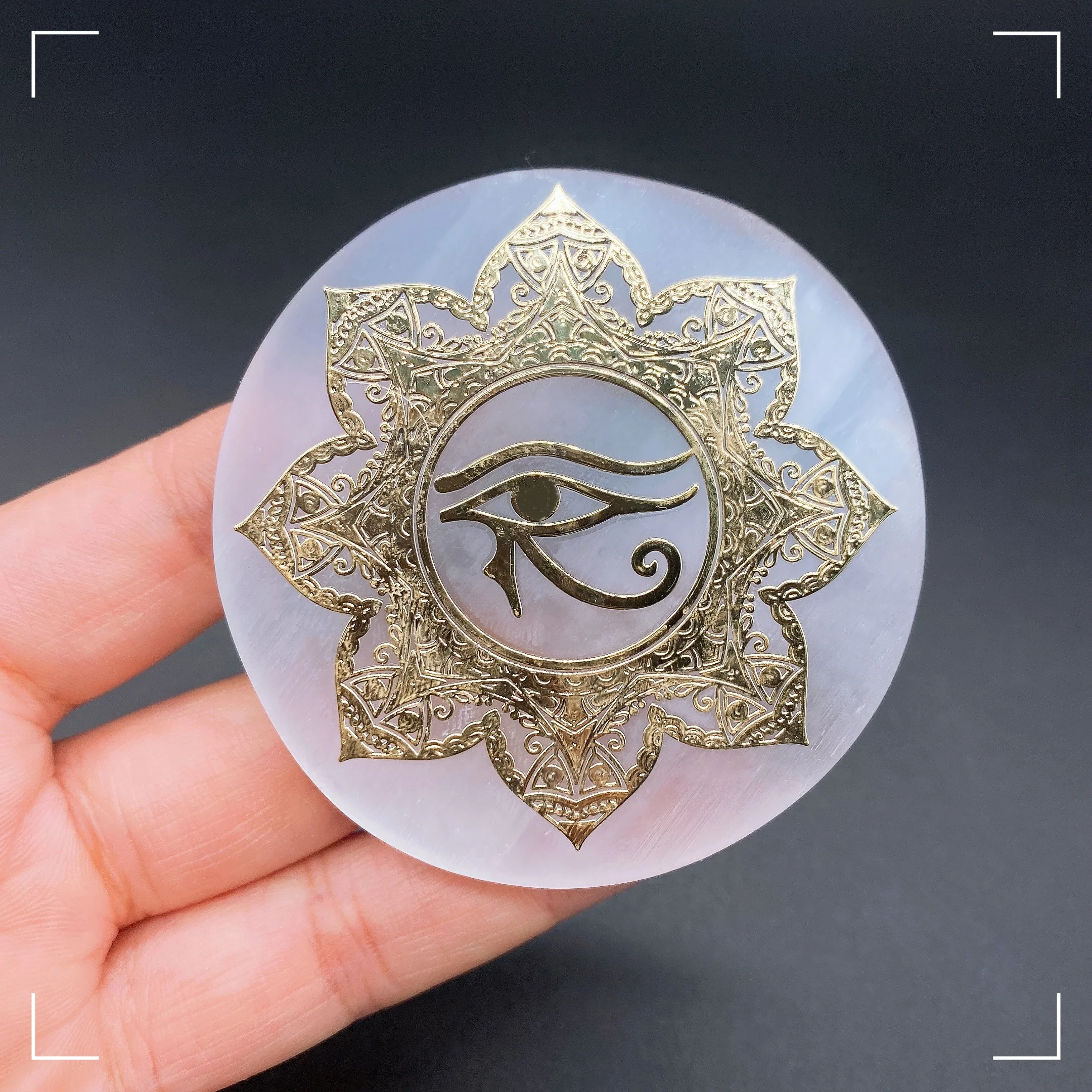 60mm Natural Selenite Stone Crystal Seven Chakras Reiki Healing Disc Chassis Crafts  Collection Home Decor Ornament Gift 2