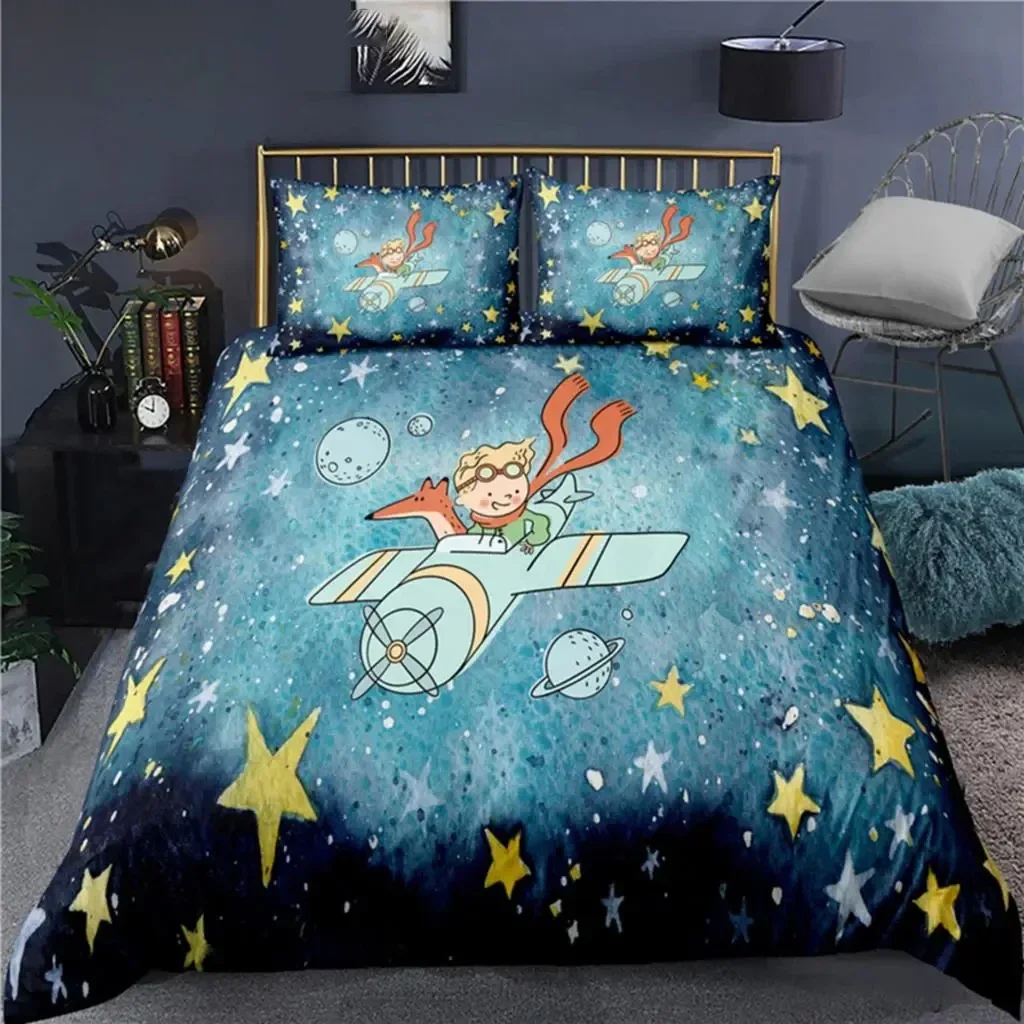 Anime Little Prince Le Petit Prince Bedding Set Boys Girls Twin Queen Size Duvet Cover Pillowcase Bed Kids Adult 4