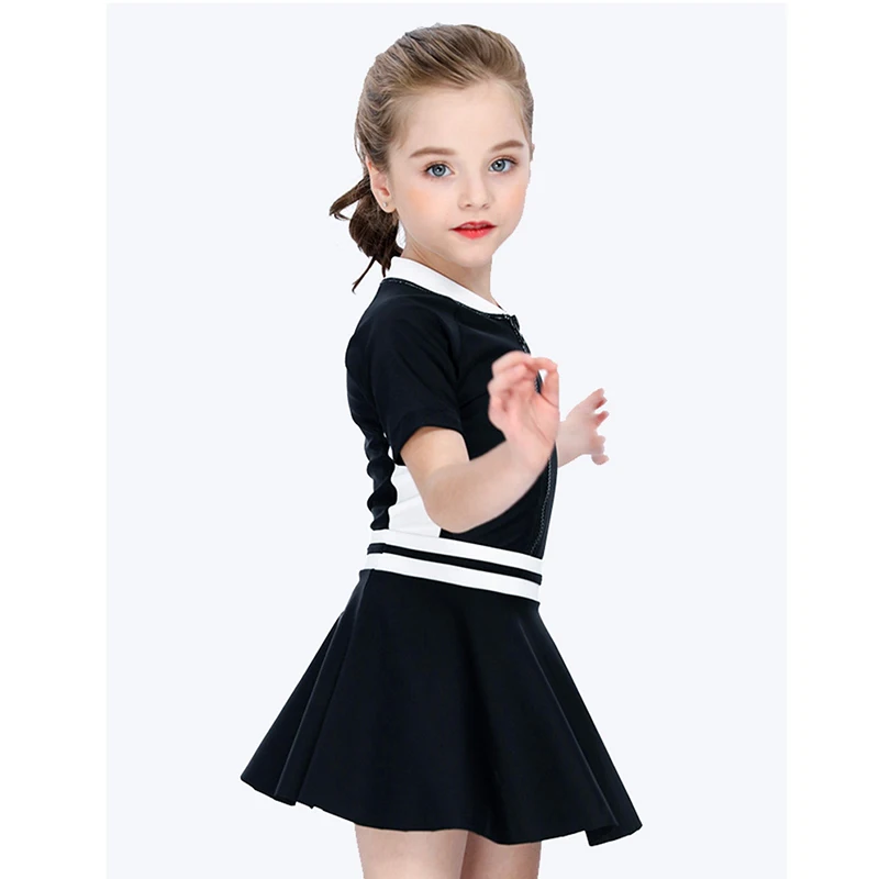 Children's Gymnastic Swimwear With Skirt UPF50 UV Protection Girls' Sports Swimsuit Bathing Suit Kids Summer Beach Clothes Girl