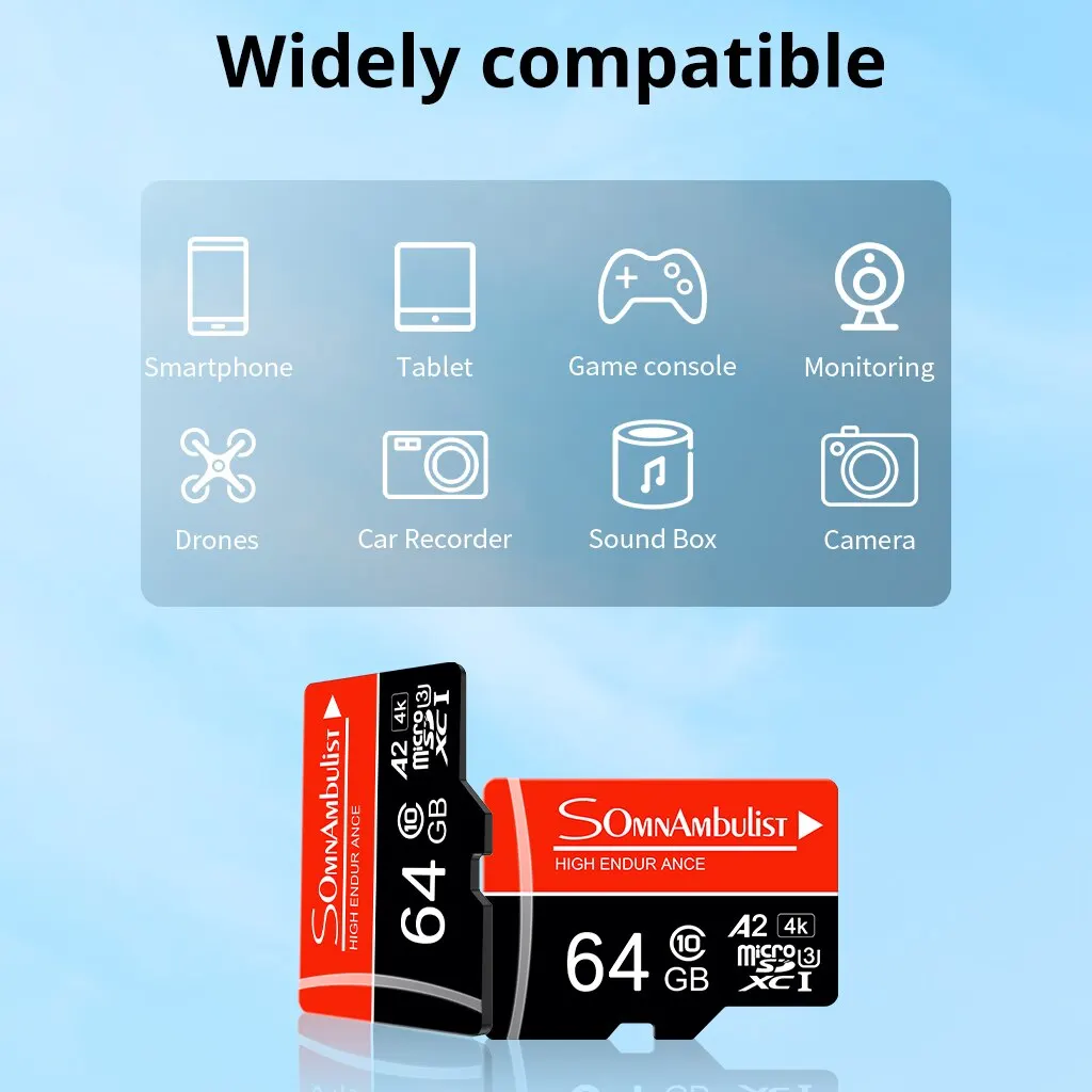 SomnAmbulist ޸ ī, ũ SD ī,   , 64GB, ũ SDHC Class10 A2 U3,  64GB TF ī