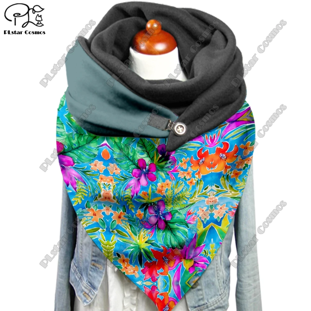 

PLstar Cosmos 3D printed retro gradient art pattern printed warm shawl scarf spring and winter large triangle scarf X-7