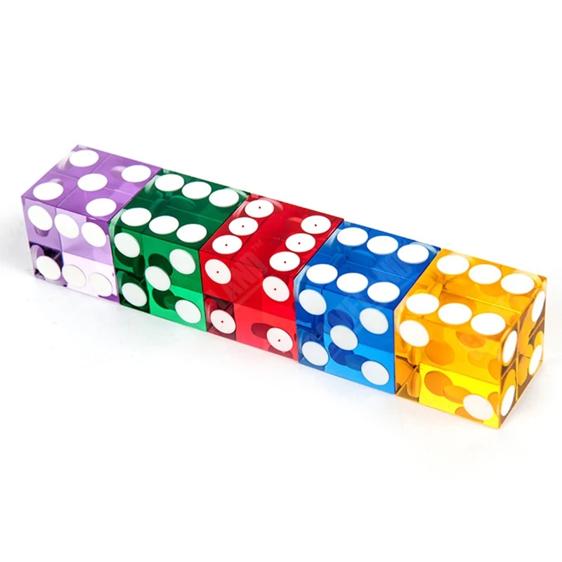 Precision Dice 19mm Upgraded Acrylic Transparent six Sided D6 Casino for Sharp Straight Corners 5pcs game dice dice set acrylic dice