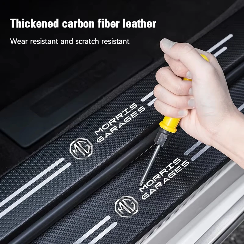 Carbon Fiber Leather Car Door Sill Protector Stickers - Anti-Scratch & Anti-Stepping