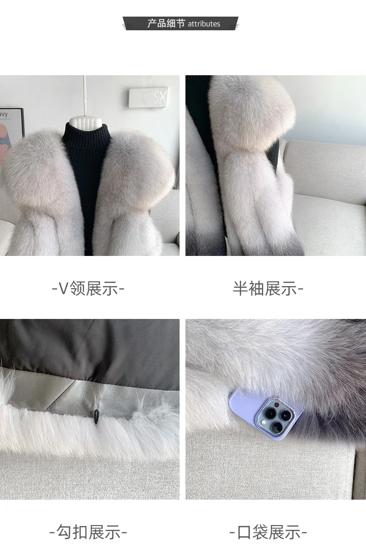 Fox fur vest women's medium and long 2024 new fashion fur vest thick coat real fur for winter