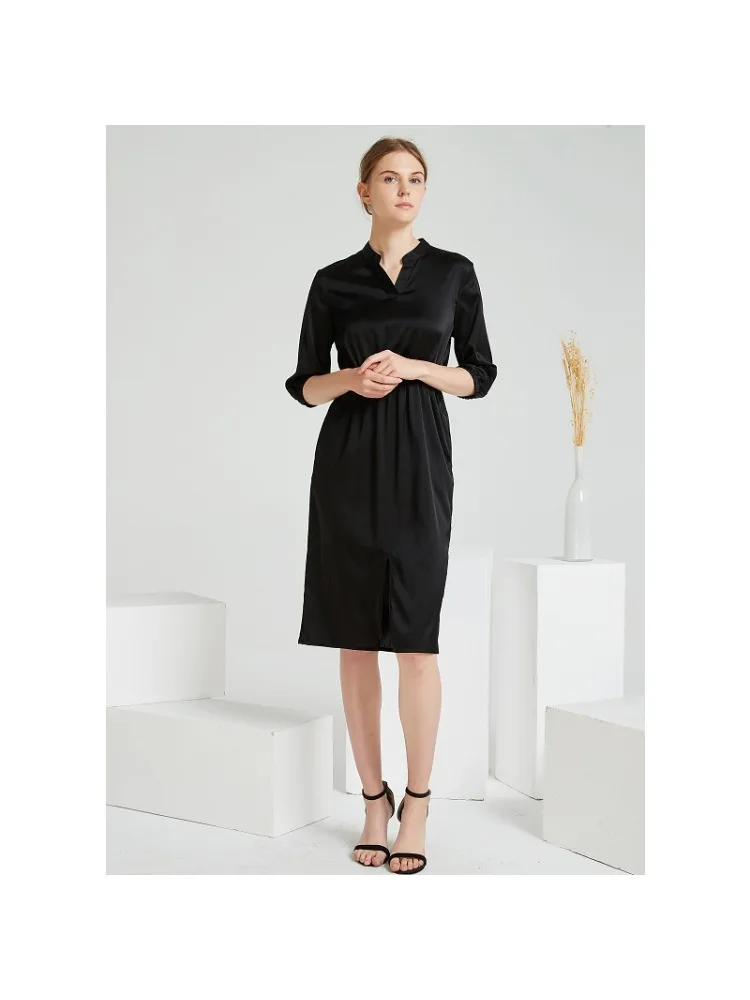 

Платье женское шелковое с цветочным принтом, пикантная Повседневная пляжная одежда для офиса и работы, сказочное боди с классическим черным цветочным принтом, 24 весны-лета