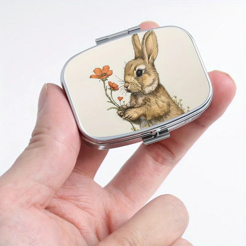 Flower Bunny Designed Metal Box, Ideal for Travel, Outdoor Activities or As A Gift - Suitable for Medicine, Small Items Storage 3