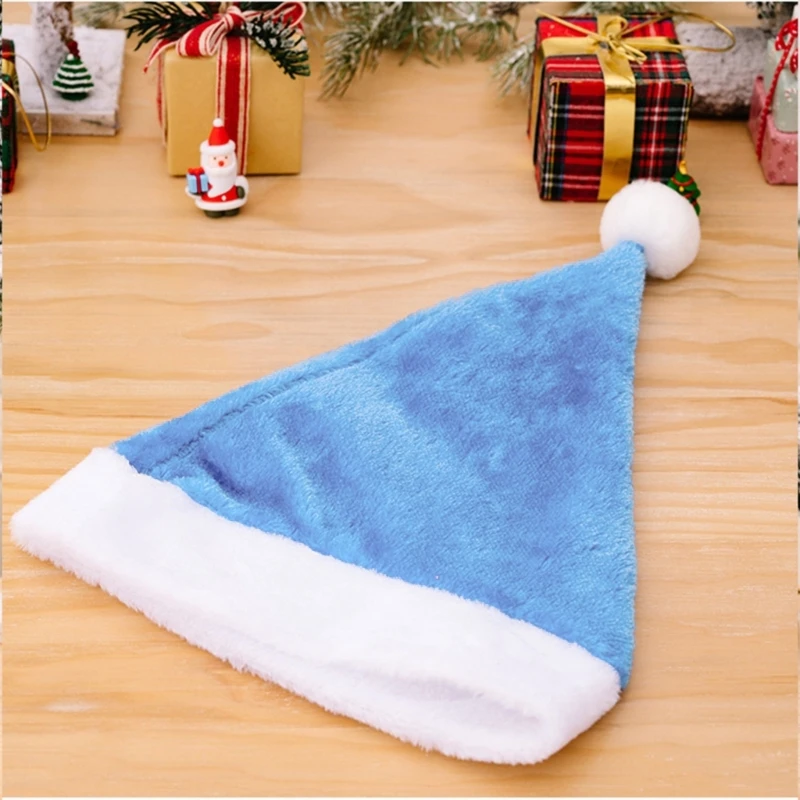 U55D Xmas Hat Santa Hat Xmas Holiday for Adults Unisex Velvet Comfort Hats Classical Multi for New Year Holiday Party