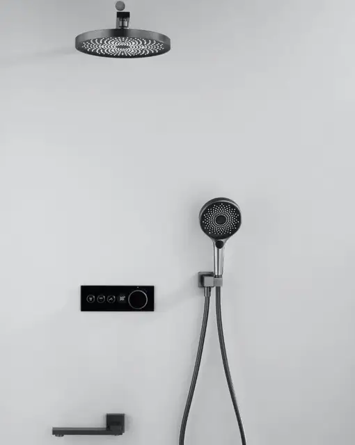 Juego de grifo de ducha gris de bronce con pantalla Digital termostática, grifo  de ducha de grúa Mxer, mezclador de ducha de bañera - AliExpress