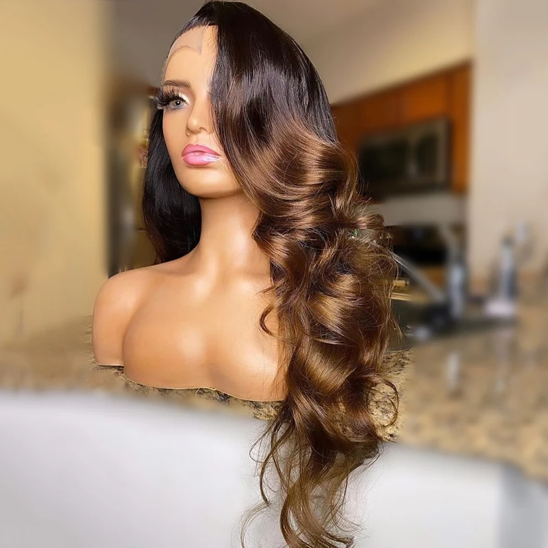 

Glueless Soft 26”Long Ombre Brown Body Wave 23A Grade 13*4 Lace Front Wig For Black Women Baby Hair European Human Hair Jewish