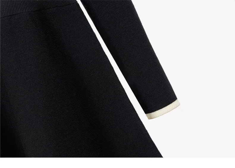 2023 new autumn and winter golf high-waisted knitted dress slim lapel long-sleeved skirt