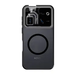 Luxury Matte Skin Feel Magnetic Phone Case - Shockproof and Wireless Charging Compatible for Honor Robot Phone (Black)