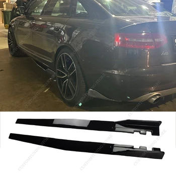 For AUDI A6 C6 4F Side Skirts Extension Rocker Panels Lip Splitters A6 S6 FSI TFSI TDI Sedan/Avant 2004-2011 Bodykit Tuning 1