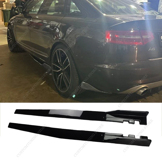 For AUDI A6 C6 4F Side Skirts Extension Rocker Panels Lip Splitters A6 S6 FSI TFSI TDI Sedan/Avant 2004-2011 Bodykit Tuning 1