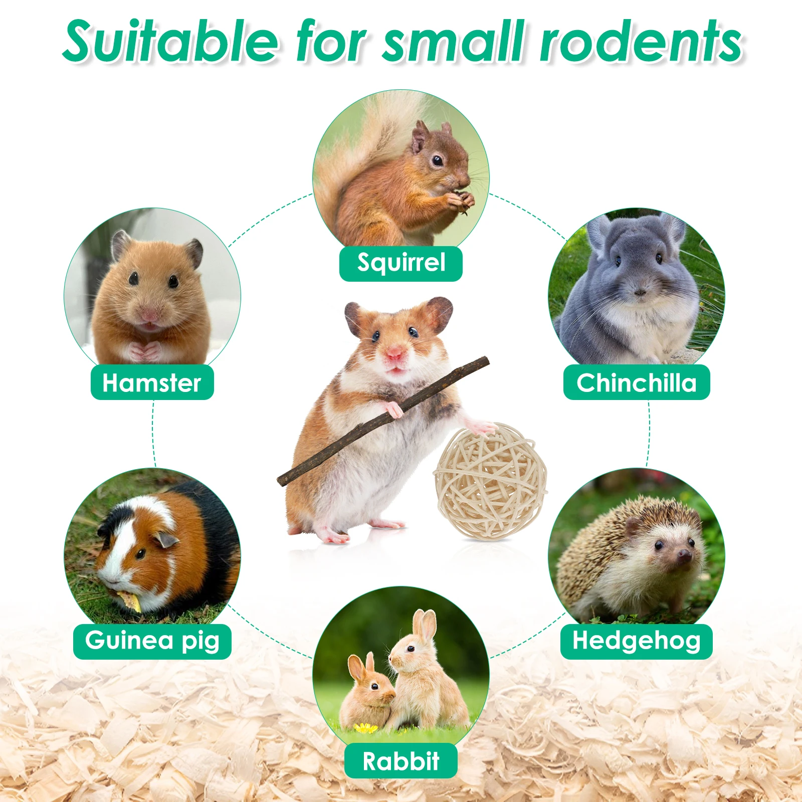 Natural Wood Small Animal Teeth Cleaning Toys