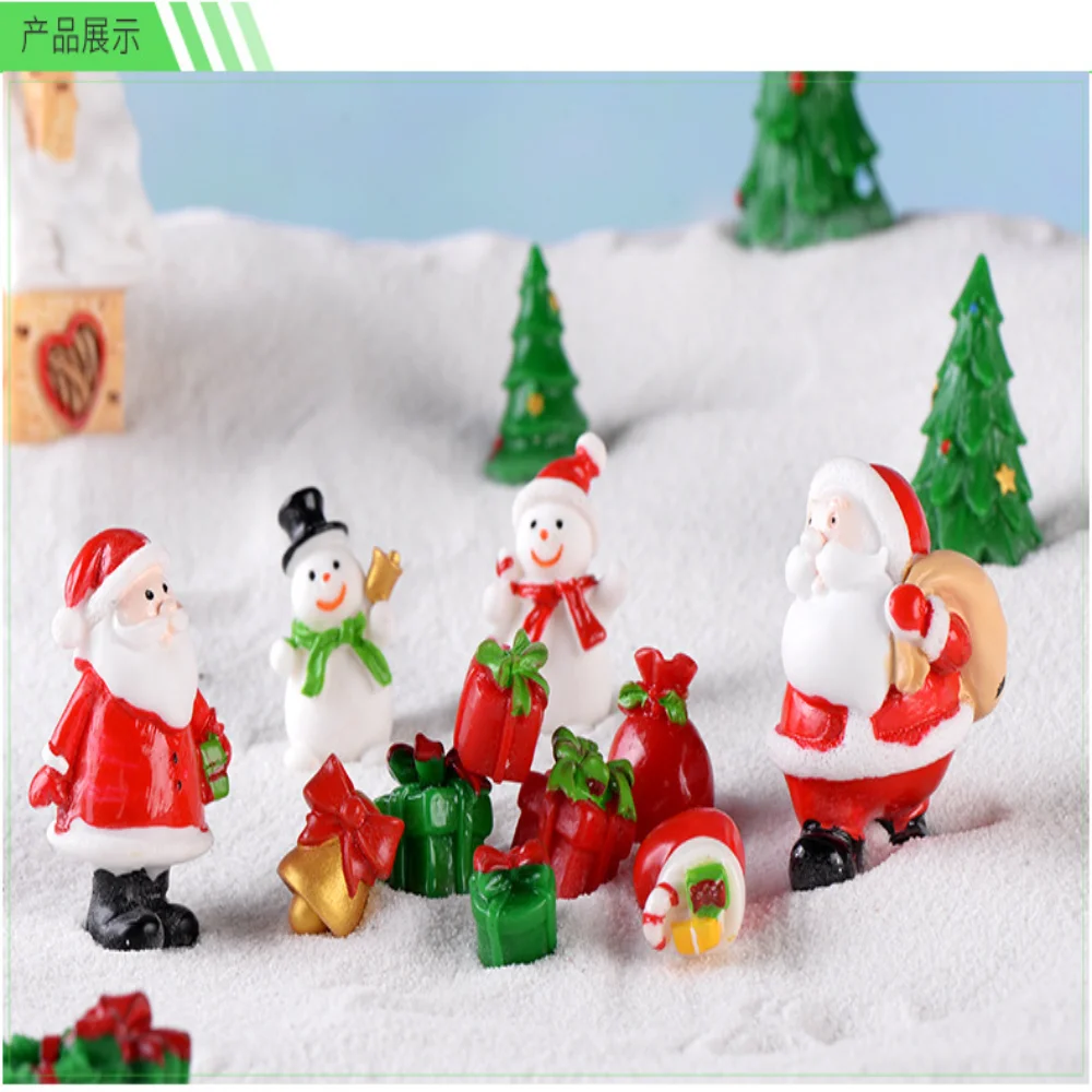 Festive Resin Miniature Holiday Figurines: Snowman, Santa, Christmas Tree, Reindeer Ornaments Perfect