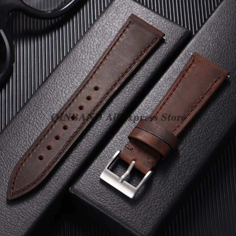 Vintage Retro Calfskin Leather Quick Release Watch Band - Universal