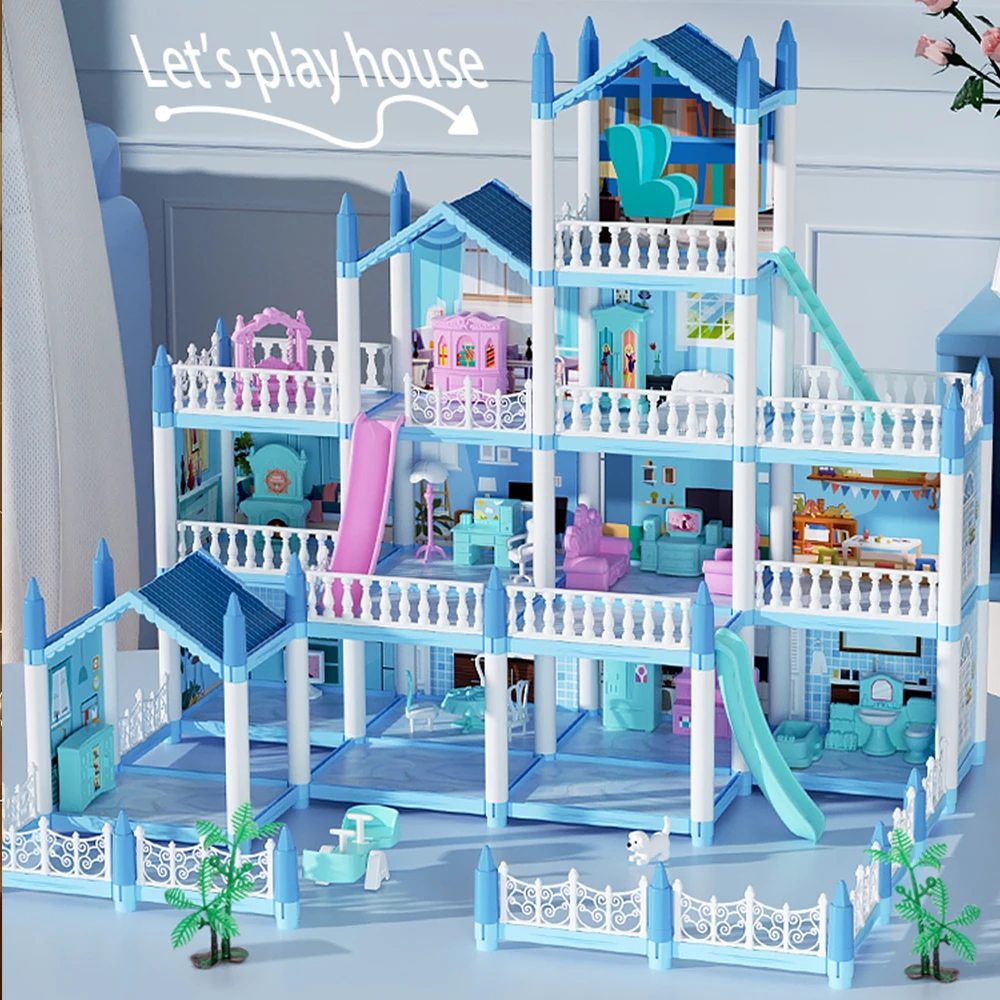 Diy Set Miniatures Dollhouse 3D Cartoon Doll Castle Villa Toys Girl 1/12 Fantasy Doll House Assemble Scene Accessories Furniture 3