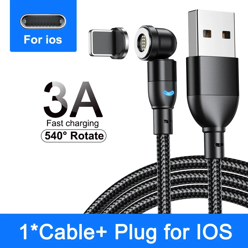 Enhanced Magnetic Fast Charging Cable 3A – Rotatable USB Type C Data Cord