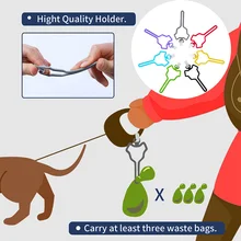 개 똥 가방 홀더 애완 동물 폐기물 캐리어 클립, 핸즈프리 개 가죽 끈 디스펜서, 야외 산책 강아지 똥 가방 클립, 휴대 용이
