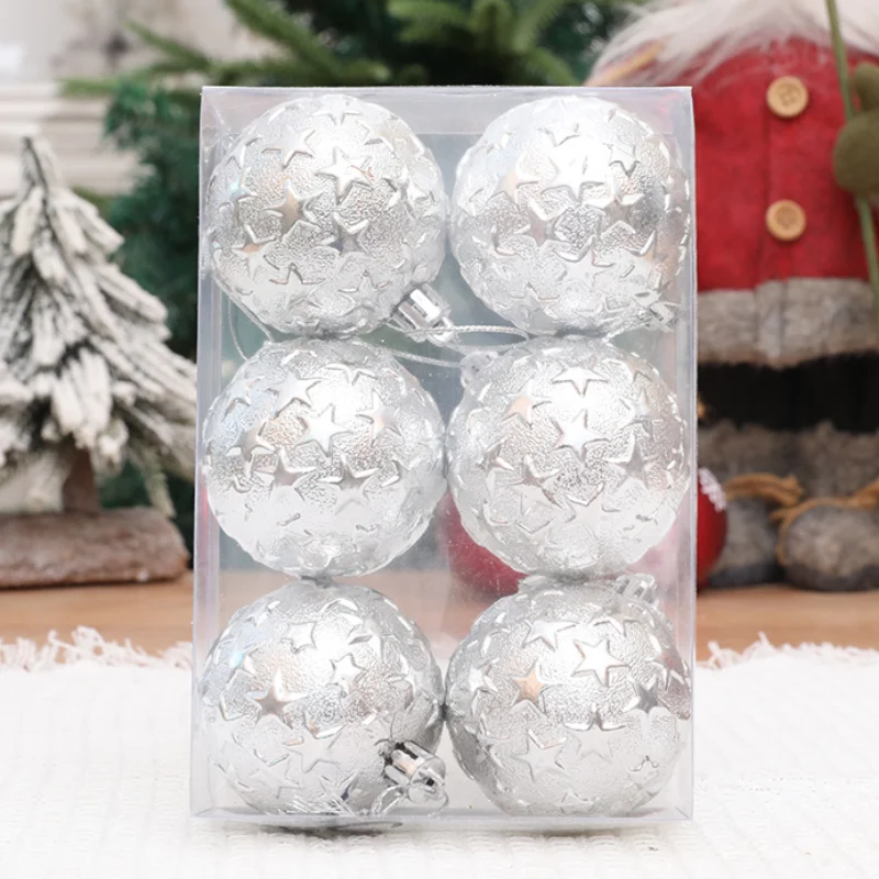thumbnail image 1 of piezas/caja de bolas navideñas, adornos para árboles de Navidad, estrellas de plástico irrompibles, colgantes para colgar en el árbol, decoración para fiestas y festivales, 1 of 5
