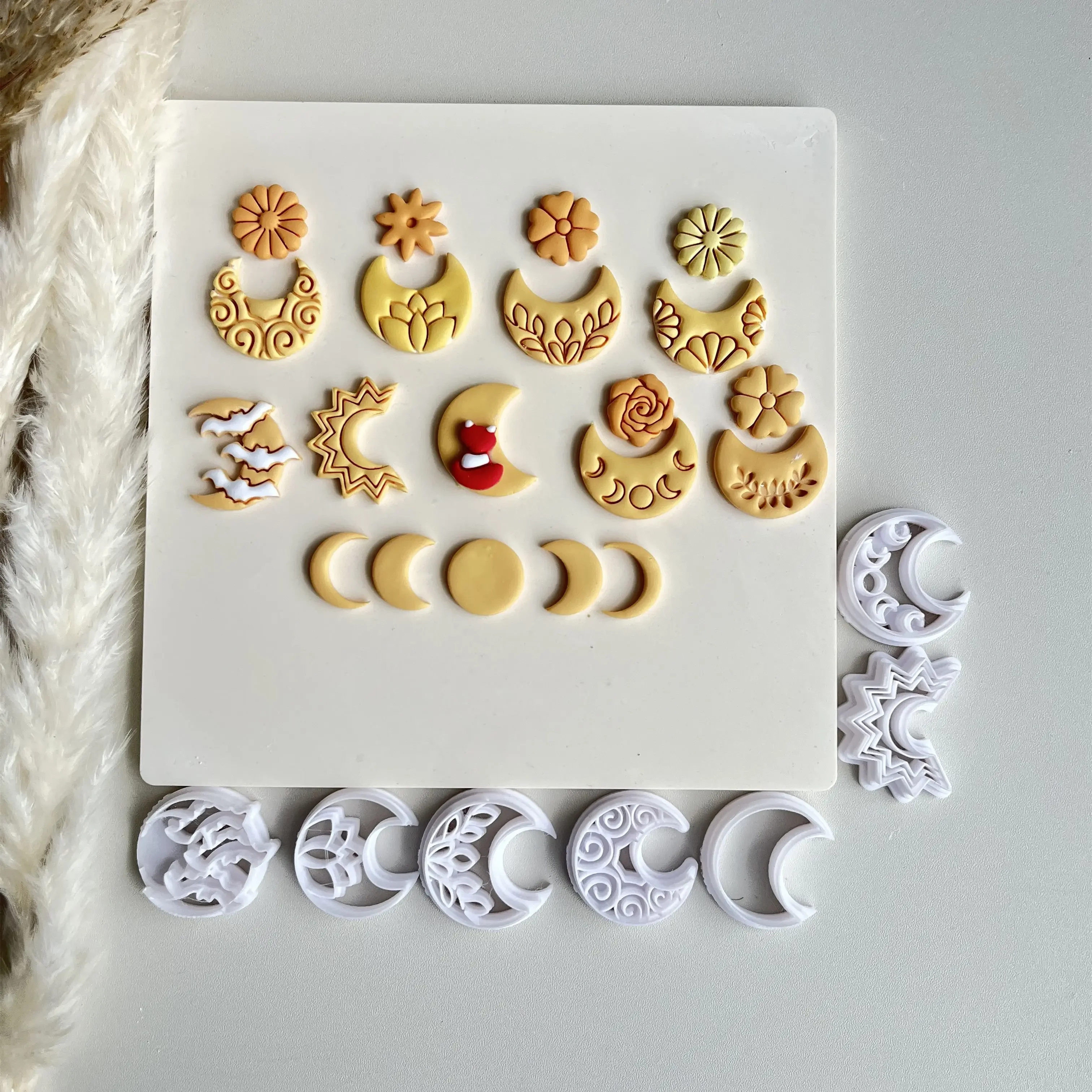 Clay Cutters Clay Tools Clay Accessory The Moon Collection of Different Moon Shapes Made with Clay Mold Cutter DIY Handmade Earring Jewelry