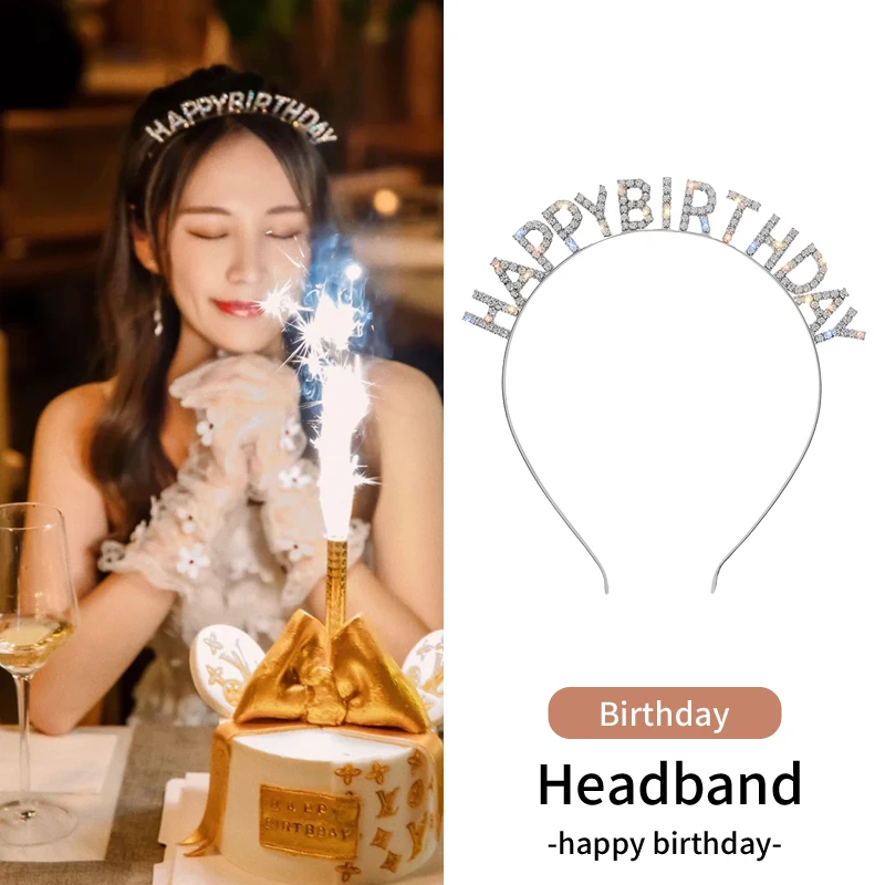

1Pcs Fashion Sweet Birthday Girl Headband Metal Alloy Rhinestone Birthday Party Tiara Hair Hoop Princess Crown Women Headwear